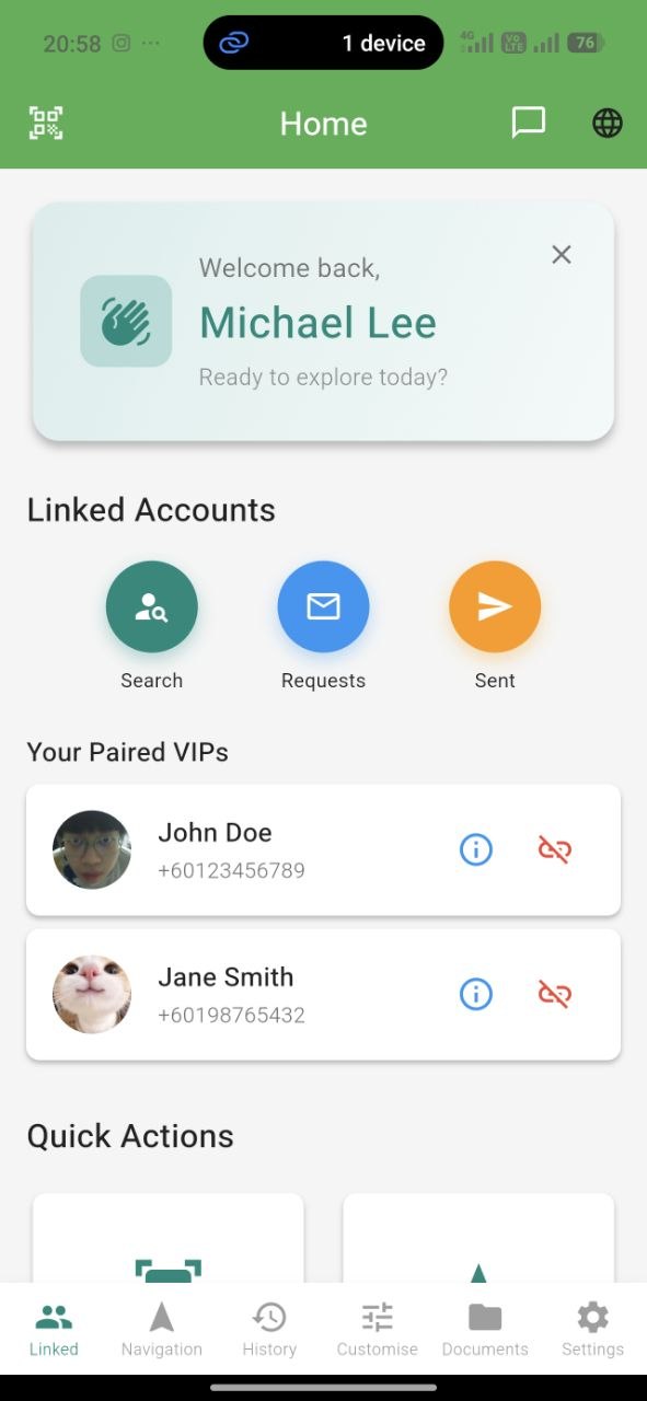 Caretaker home screen