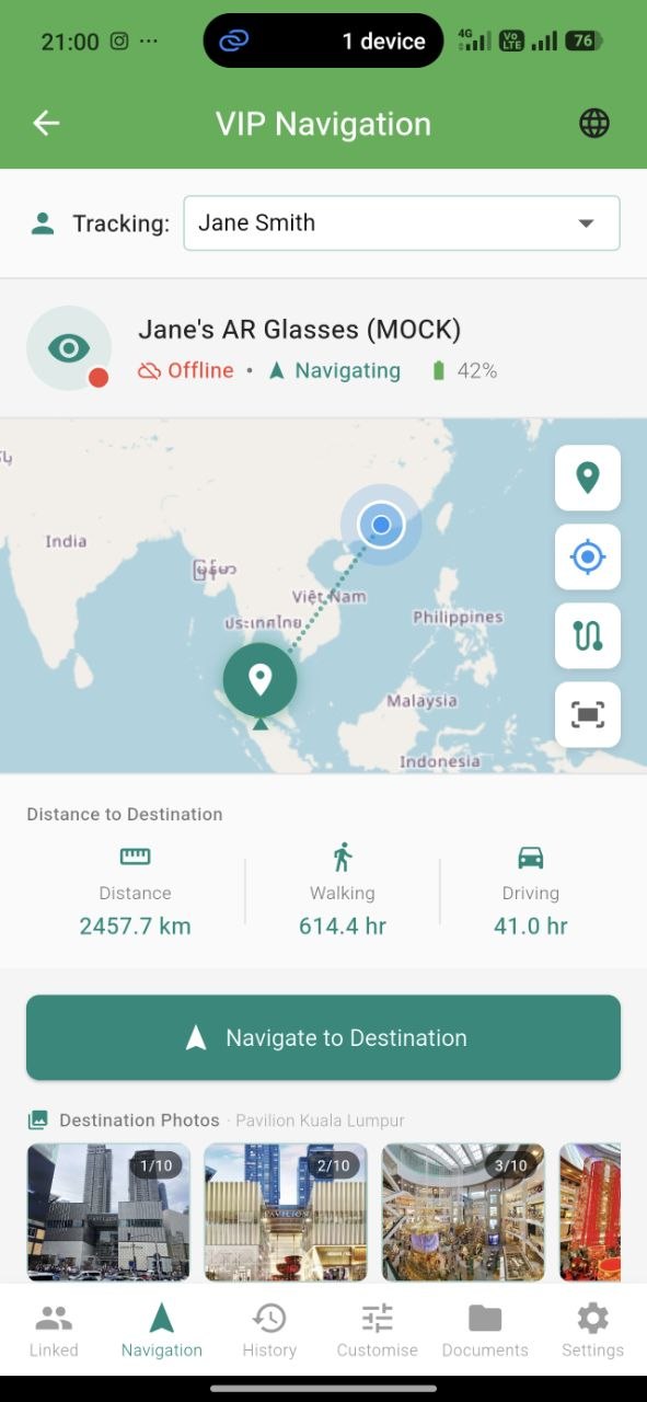 Live navigation tracking