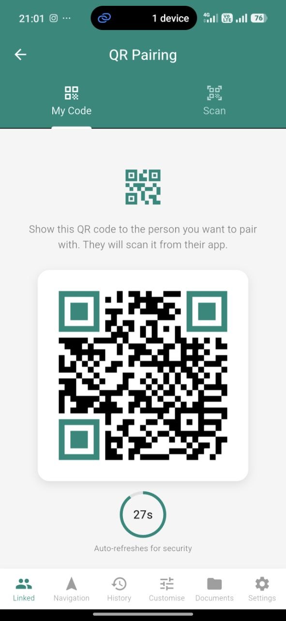 QR pairing screen