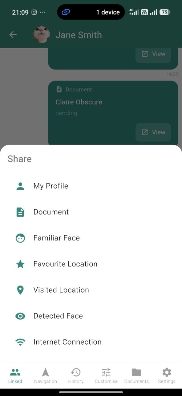 Share items menu
