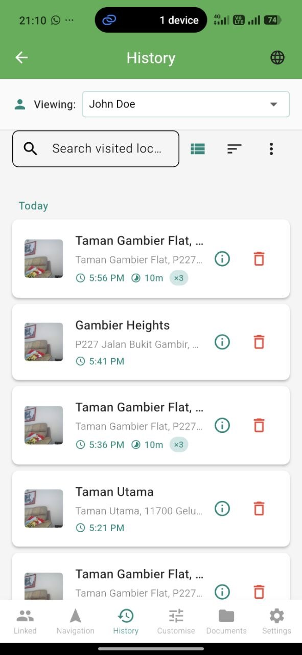 Visited location history